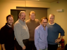 Randy and Jason Sklar (or is it Jason and Randy?) pose backstage with Kevin, Mike and Bill.