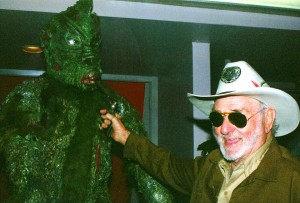 Blood Waters 0f Dr Z aka Zaat 1982 photo candid Paul Galloway as Sheriff Lou Krantz with creature (d09-11-2015, age92)